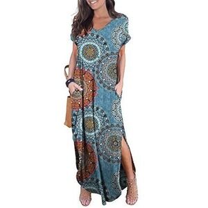 GRECERELLE Women's Maxi Dress Medium Pockets Side Split Floral Oversized Flowy